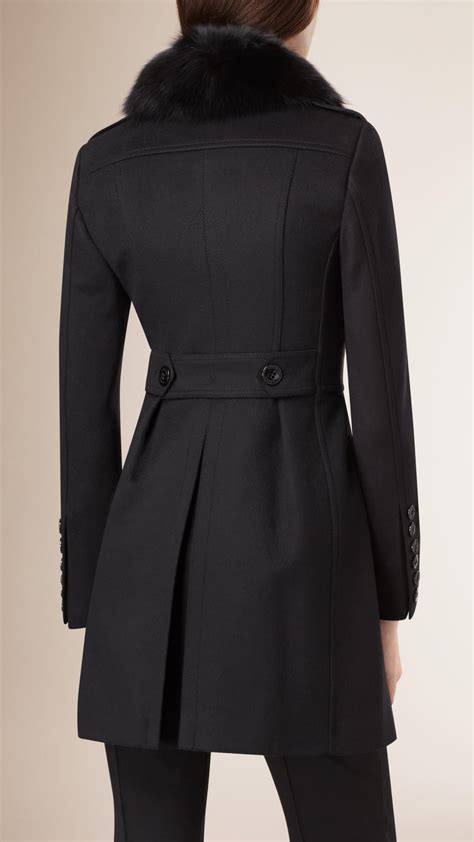 burberry silver fox collar coat|Burberry check wool coats.